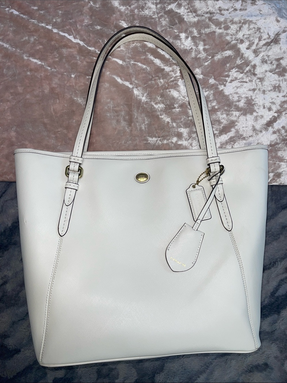 Coach Peyton Ivory Leather Carryall Tote